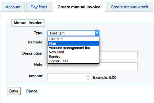 Koha Creating Manual Invoices