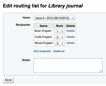 koha create a routing list