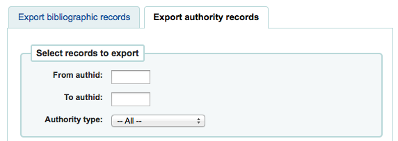 Koha Export Authority Records)