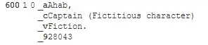 Screenshot of one bibliographic record's linked subject heading for Ahab, Captain, now updated from a 650 Topic field to a 600 Personal Name field