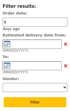Late orders filters