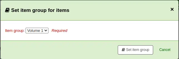 Set item group for items form, there is only a drop-down with the different groups available