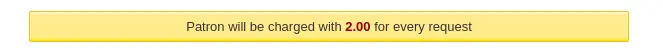 Warning message in the staff interface indicating the patron will be charged 2.00 for every article request