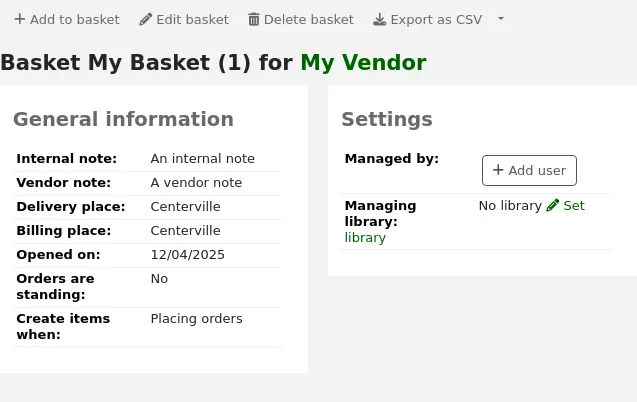 Basket page