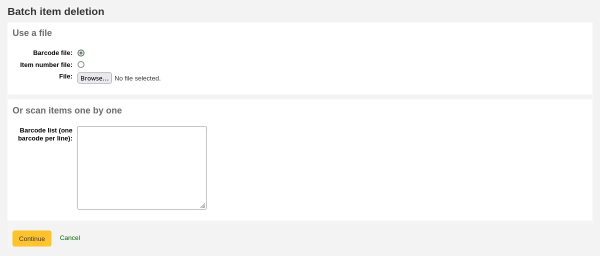 Form to delete items in batches