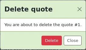 Quote deletion confirmation modal