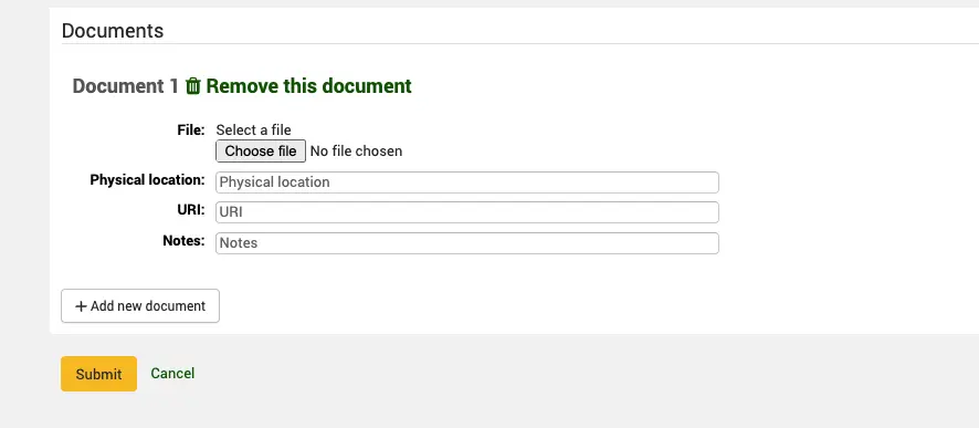 Form to upload documents