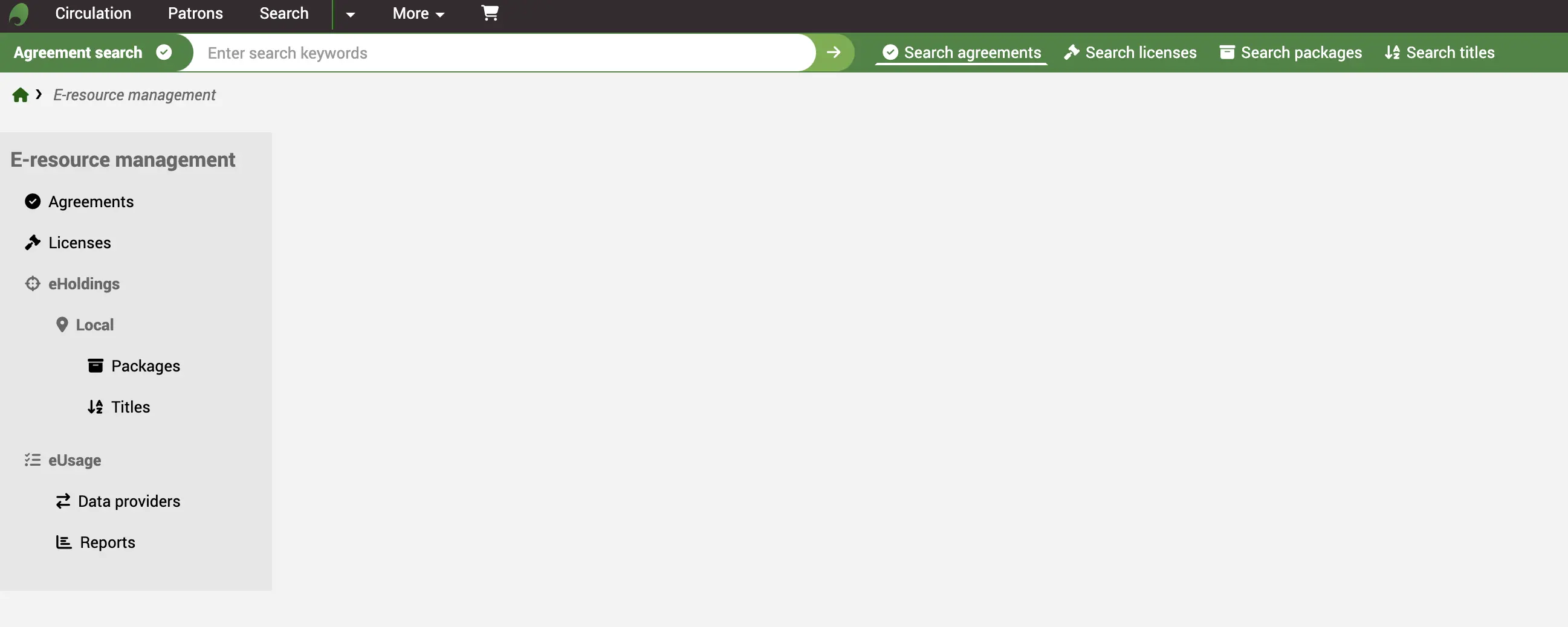 E-Resource management module homepage