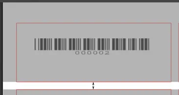 Image showing a barcode label, a double arrow indicates the gap between rows, pointing from the bottom side of the first label to the top side of the second label in the column