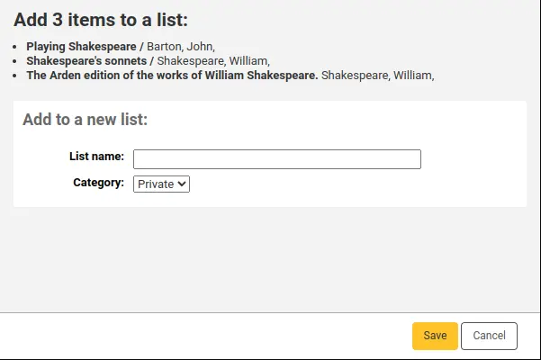 Adding items to a new list