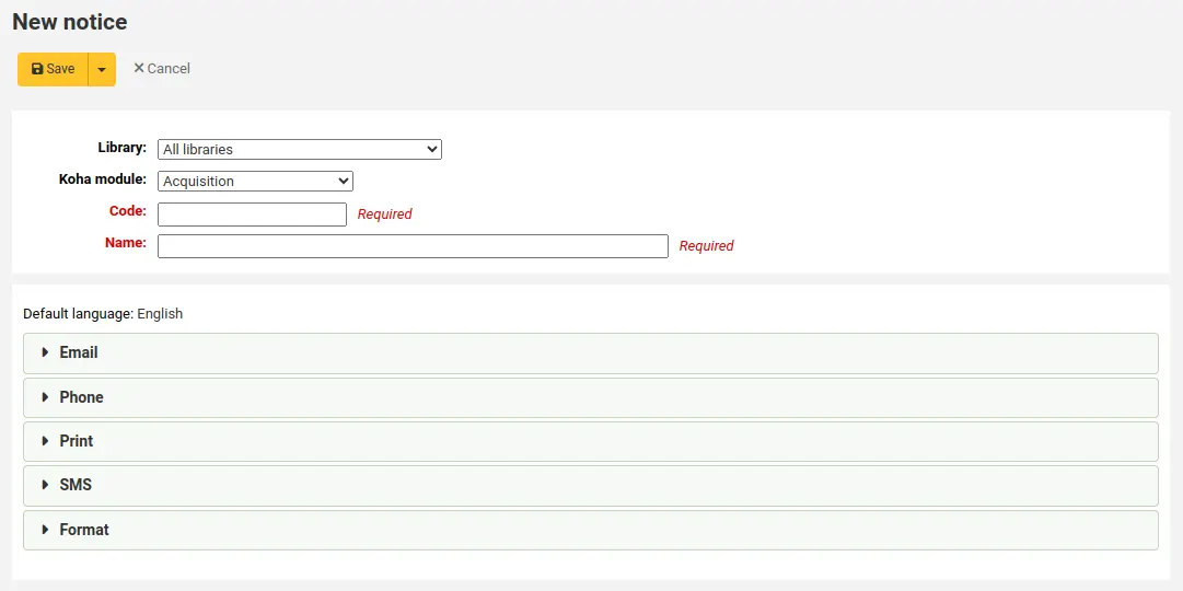 Form to create a new notice