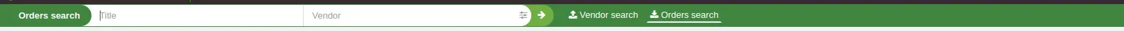 The search bar at the top of the page has two options in the acquisitions module, Vendor search and Orders search, this show the order search option
