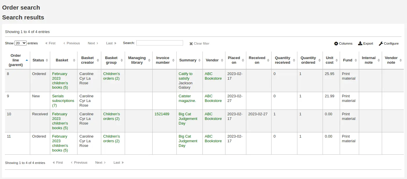 Search results for orders