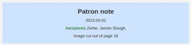 Patron note message on checkin, containing the date of the note, the title and author, and the patron's note