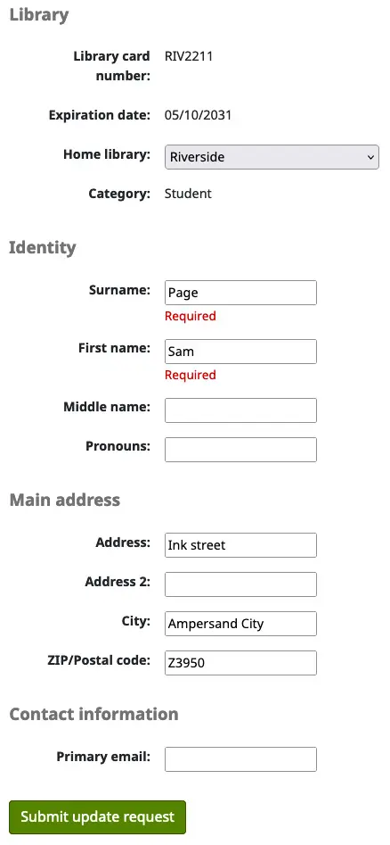 Personal details tab