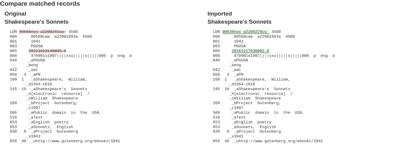 A comparison of matching records